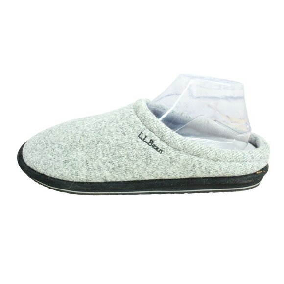 LL Bean Gray Men's Knit Slip-on Sweater Fleece Scuffs Slippers Size 12 M - Picture 1 of 9